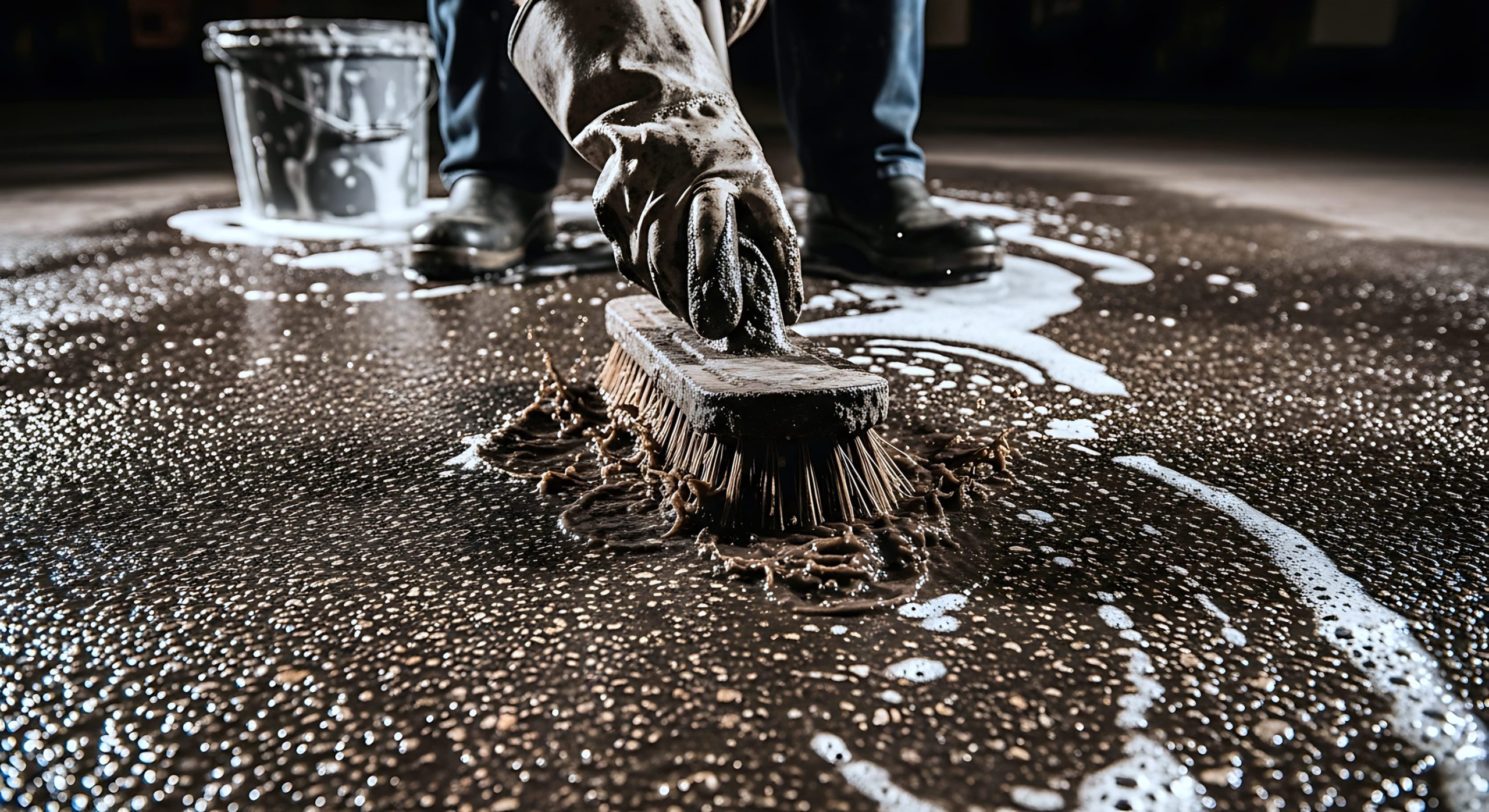 Washing garage floor